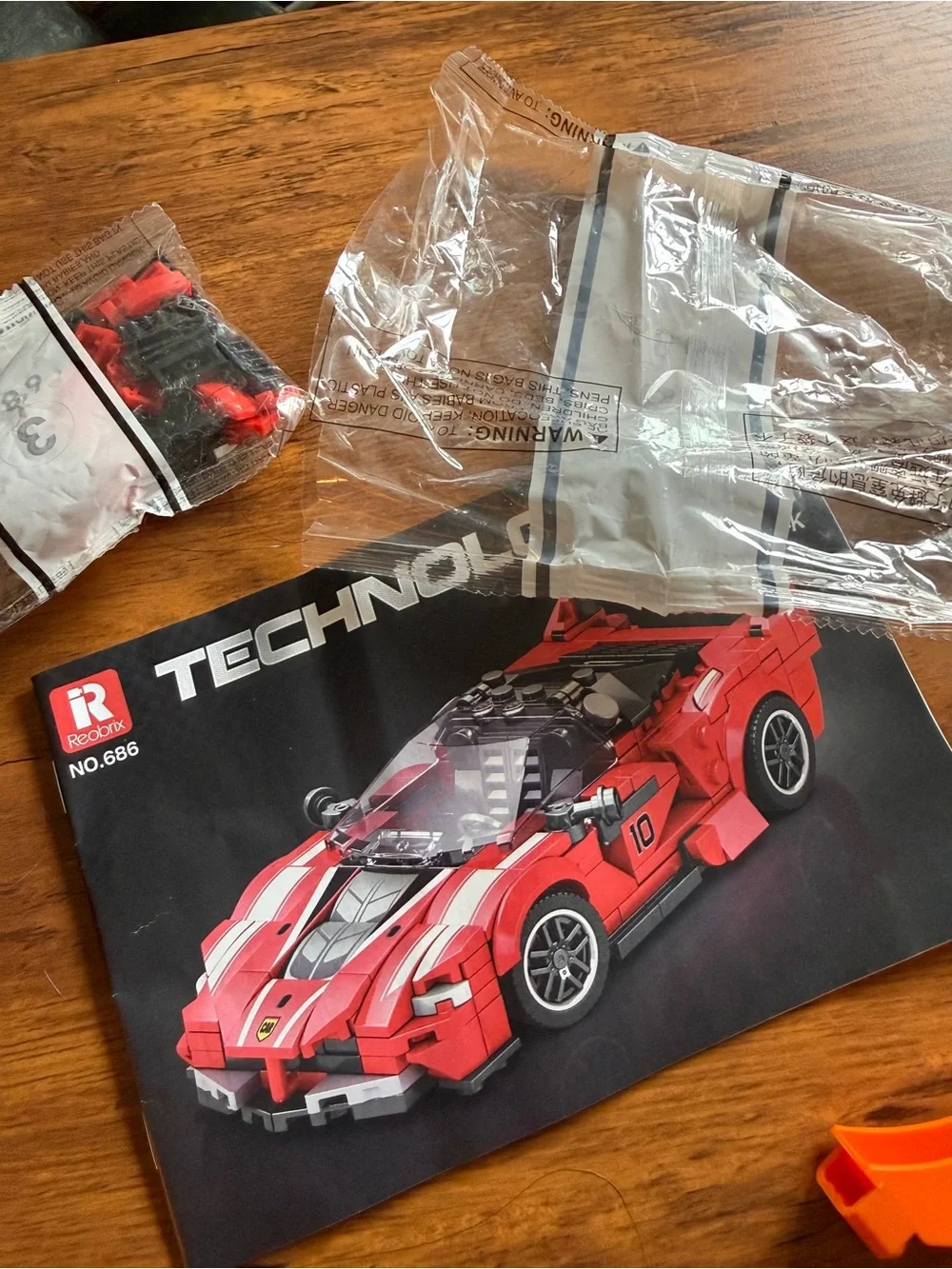 Reobrix NO 686 Technic Race Car Building Set with Stickers